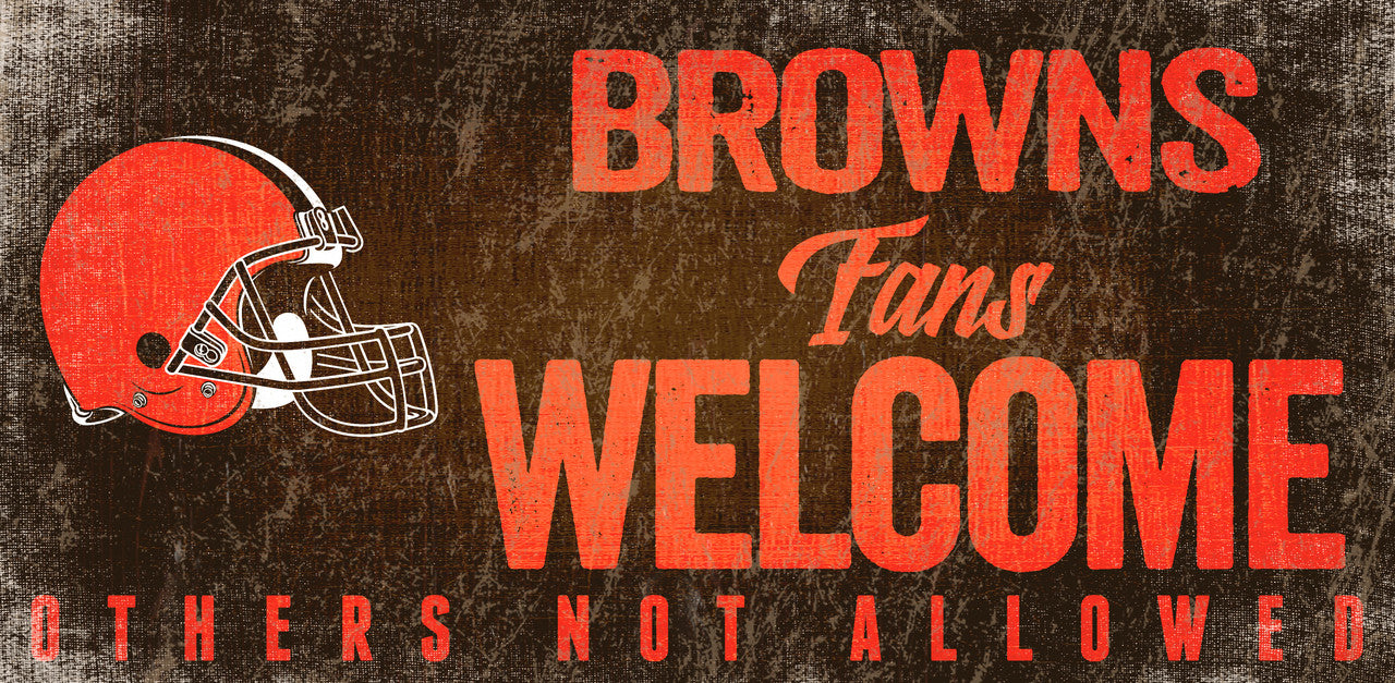 Cleveland Browns Wood Sign Fans Welcome 12x6 - Sports Collectibles, Sports Memorabilia, Sports Fan Shop, Sports Gifts