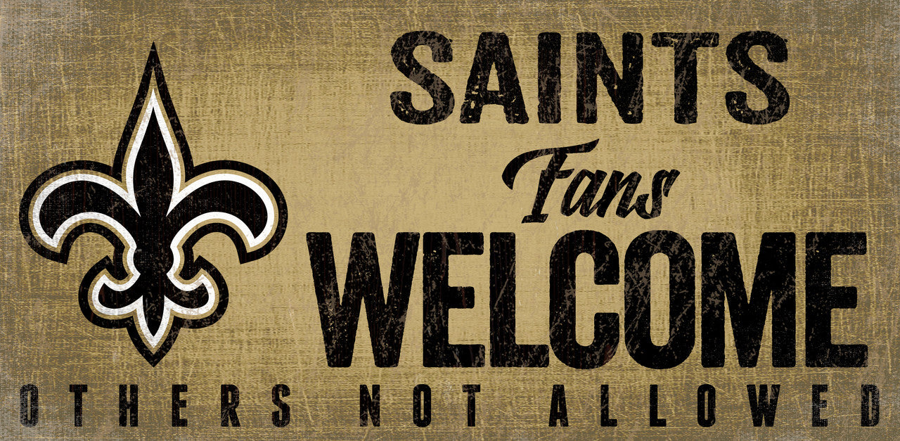 New Orleans Saints Wood Sign Fans Welcome 12x6 - Sports Collectibles, Sports Memorabilia, Sports Fan Shop, Sports Gifts