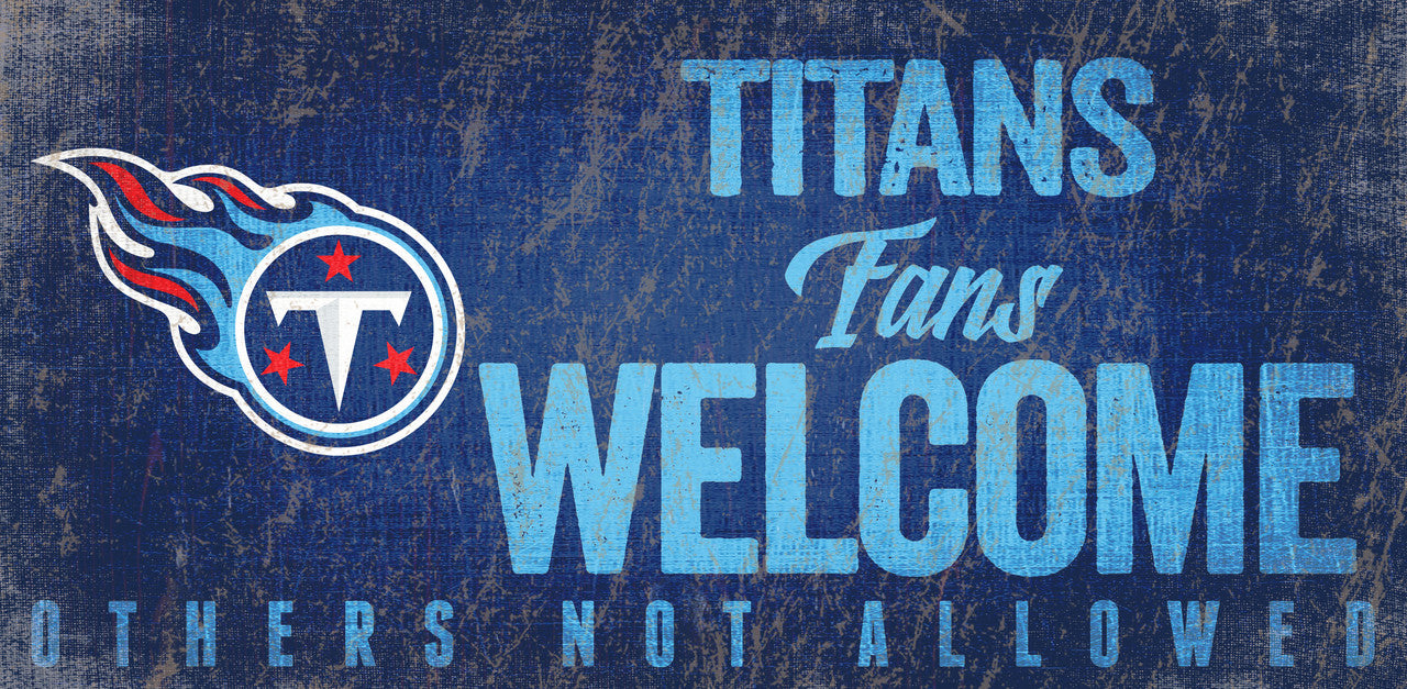 Tennessee Titans Wood Sign Fans Welcome 12x6 - Sports Collectibles, Sports Memorabilia, Sports Fan Shop, Sports Gifts