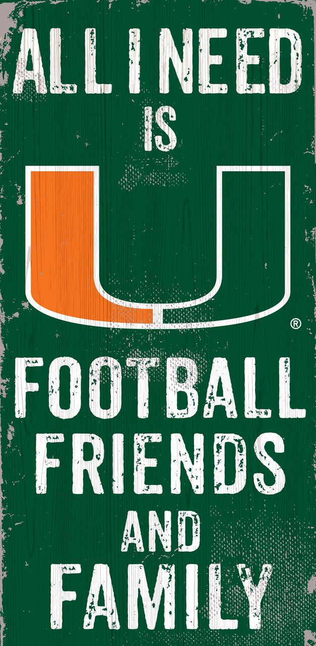 Miami Hurricanes Sign Wood 6x12 Football Friends and Family Design Color - Special Order - Sports Collectibles, Sports Memorabilia, Sports Fan Shop, Sports Gifts