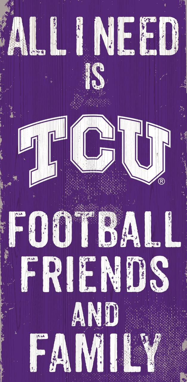 TCU Horned Frogs Sign Wood 6x12 Football Friends and Family Design Color - Special Order - Sports Collectibles, Sports Memorabilia, Sports Fan Shop, Sports Gifts
