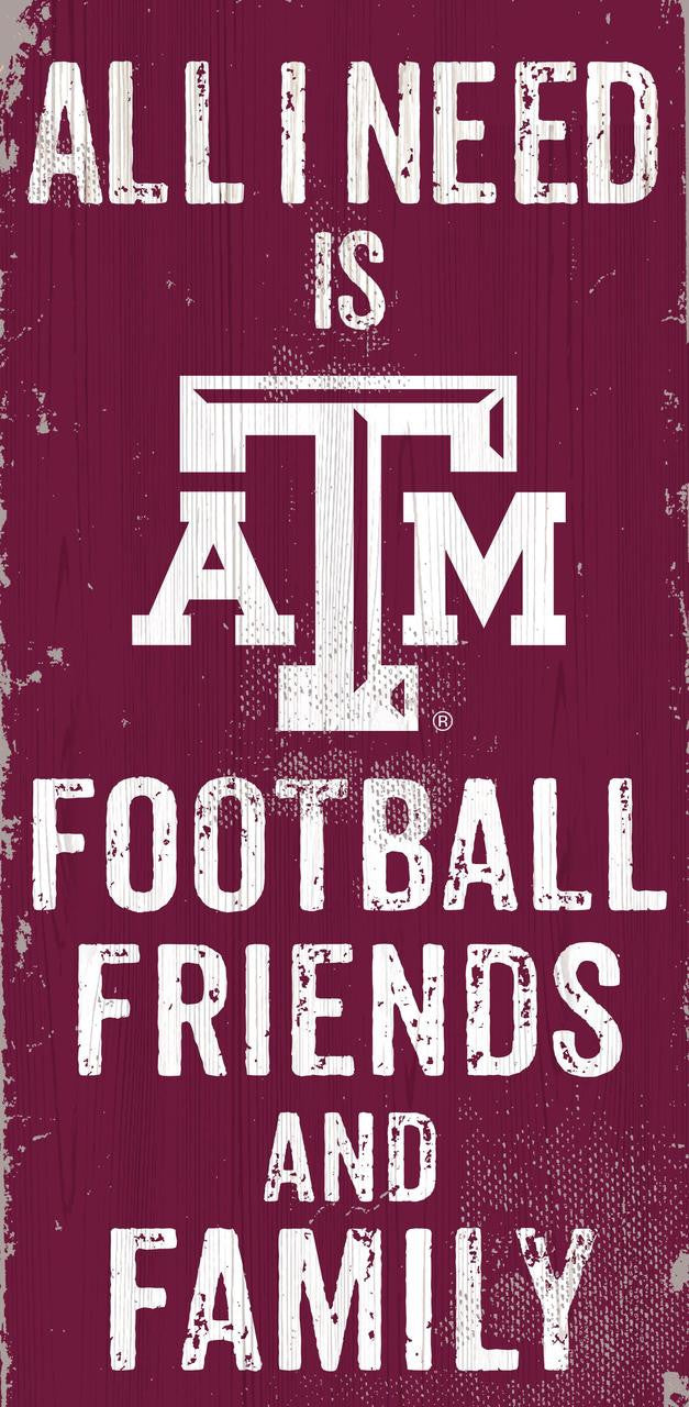 Texas A&M Aggies Sign Wood 6x12 Football Friends and Family Design Color - Special Order - Sports Collectibles, Sports Memorabilia, Sports Fan Shop, Sports Gifts