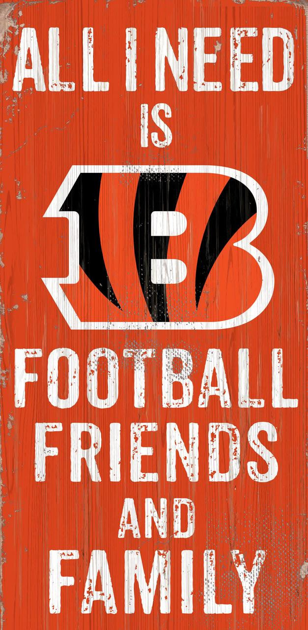 Cincinnati Bengals Sign Wood 6x12 Football Friends and Family Design Color - Special Order - Sports Collectibles, Sports Memorabilia, Sports Fan Shop, Sports Gifts