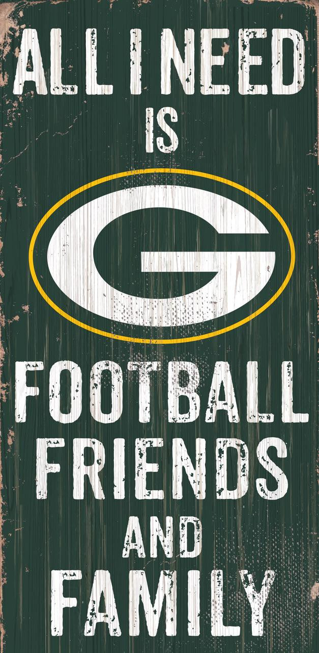 Green Bay Packers Sign Wood 6x12 Football Friends and Family Design Color - Special Order - Sports Collectibles, Sports Memorabilia, Sports Fan Shop, Sports Gifts