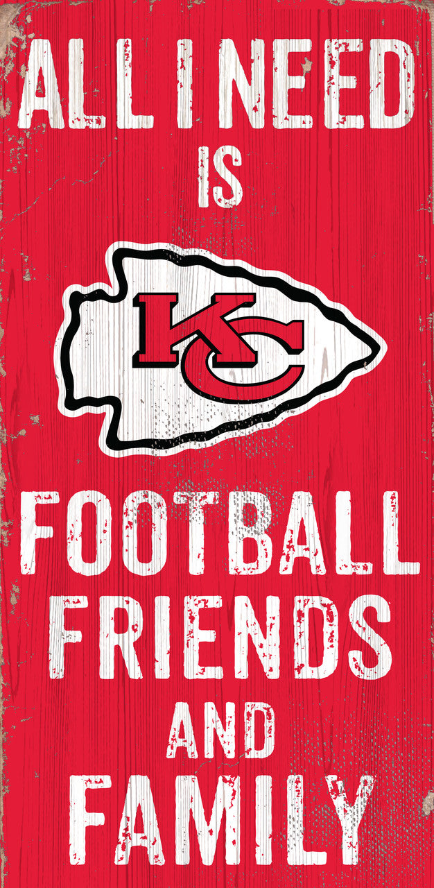 Kansas City Chiefs Sign Wood 6x12 Football Friends and Family Design Color - Sports Collectibles, Sports Memorabilia, Sports Fan Shop, Sports Gifts