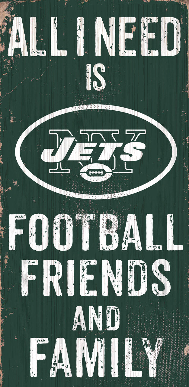 New York Jets Sign Wood 6x12 Football Friends and Family Design Color - Special Order - Sports Collectibles, Sports Memorabilia, Sports Fan Shop, Sports Gifts