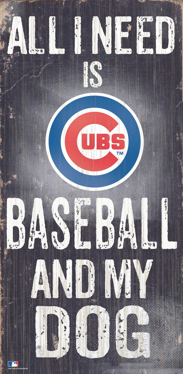 Chicago Cubs Sign Wood 6x12 Baseball and Dog Design - Sports Collectibles, Sports Memorabilia, Sports Fan Shop, Sports Gifts