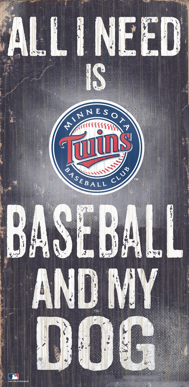 Minnesota Twins Sign Wood 6x12 Baseball and Dog Design - Sports Collectibles, Sports Memorabilia, Sports Fan Shop, Sports Gifts