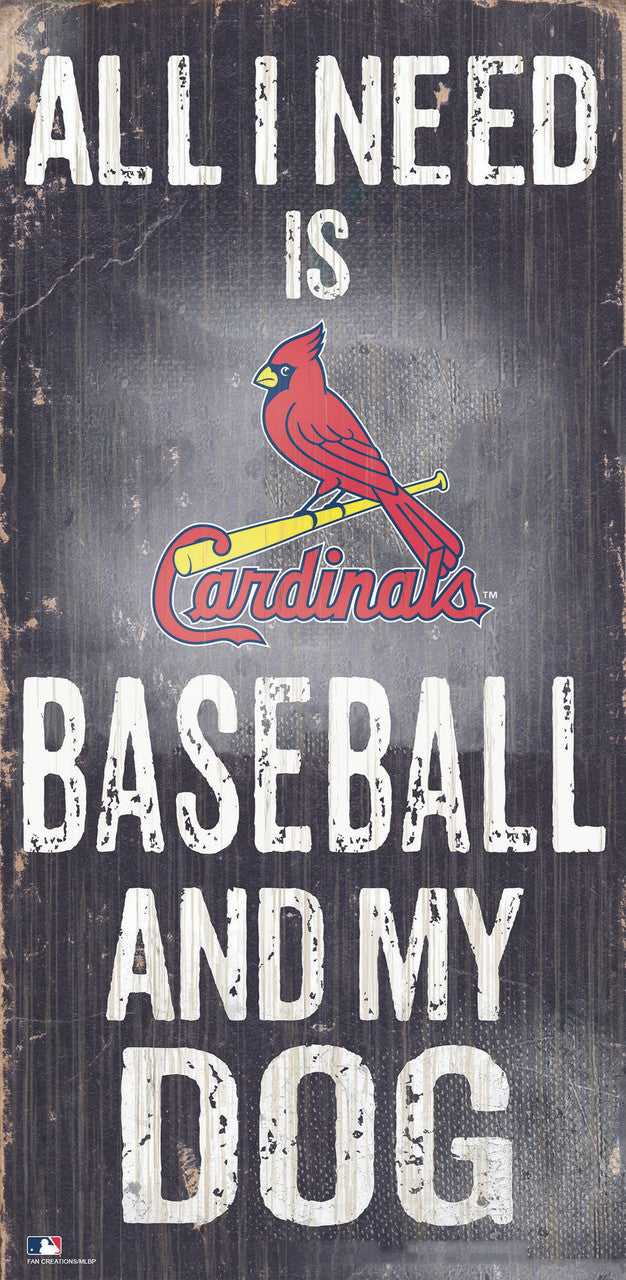 St. Louis Cardinals Sign Wood 6x12 Baseball and Dog Design - Sports Collectibles, Sports Memorabilia, Sports Fan Shop, Sports Gifts