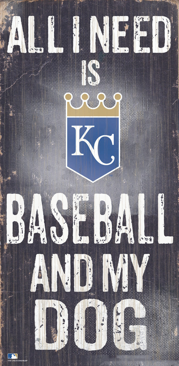 KC Royals Sign Wood 6x12 Baseball and Dog Design - Sports Collectibles, Sports Memorabilia, Sports Fan Shop, Sports Gifts