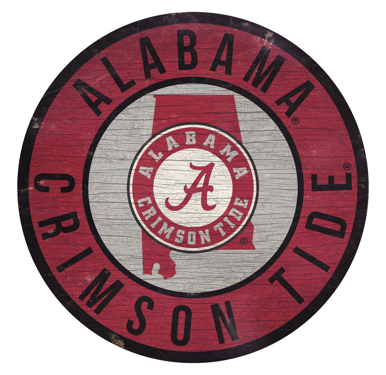 Alabama Crimson Tide Sign Wood 12 Inch Round State Design - Sports Collectibles, Sports Memorabilia, Sports Fan Shop, Sports Gifts