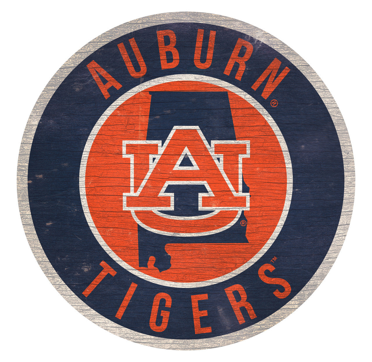 Auburn Tigers Sign Wood 12 Inch Round State Design - Special Order - Sports Collectibles, Sports Memorabilia, Sports Fan Shop, Sports Gifts
