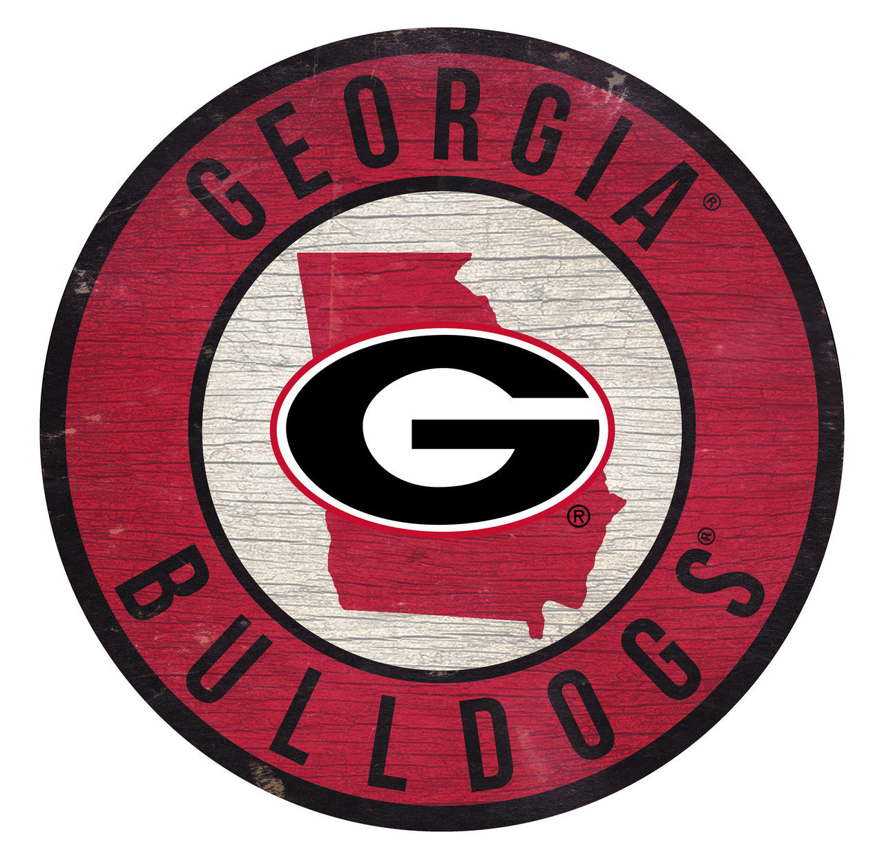Georgia Bulldogs Sign Wood 12 Inch Round State Design - Sports Collectibles, Sports Memorabilia, Sports Fan Shop, Sports Gifts