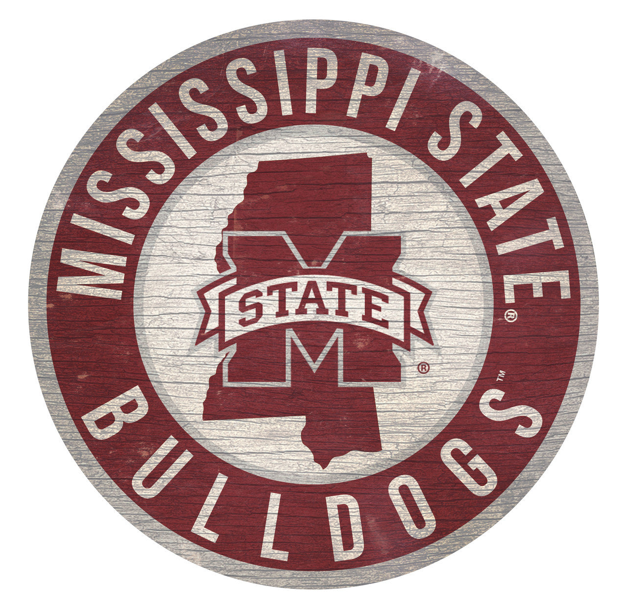 Mississippi State Bulldogs Sign Wood 12 Inch Round State Design - Special Order - Sports Collectibles, Sports Memorabilia, Sports Fan Shop, Sports Gifts