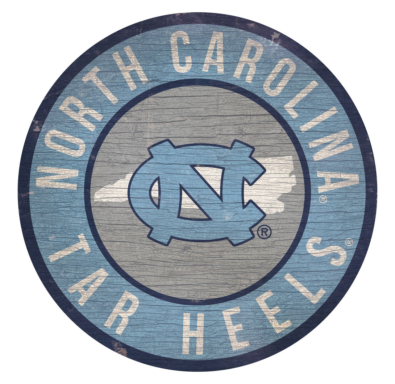 North Carolina Tar Heels Sign Wood 12 Inch Round State Design - Special Order - Sports Collectibles, Sports Memorabilia, Sports Fan Shop, Sports Gifts
