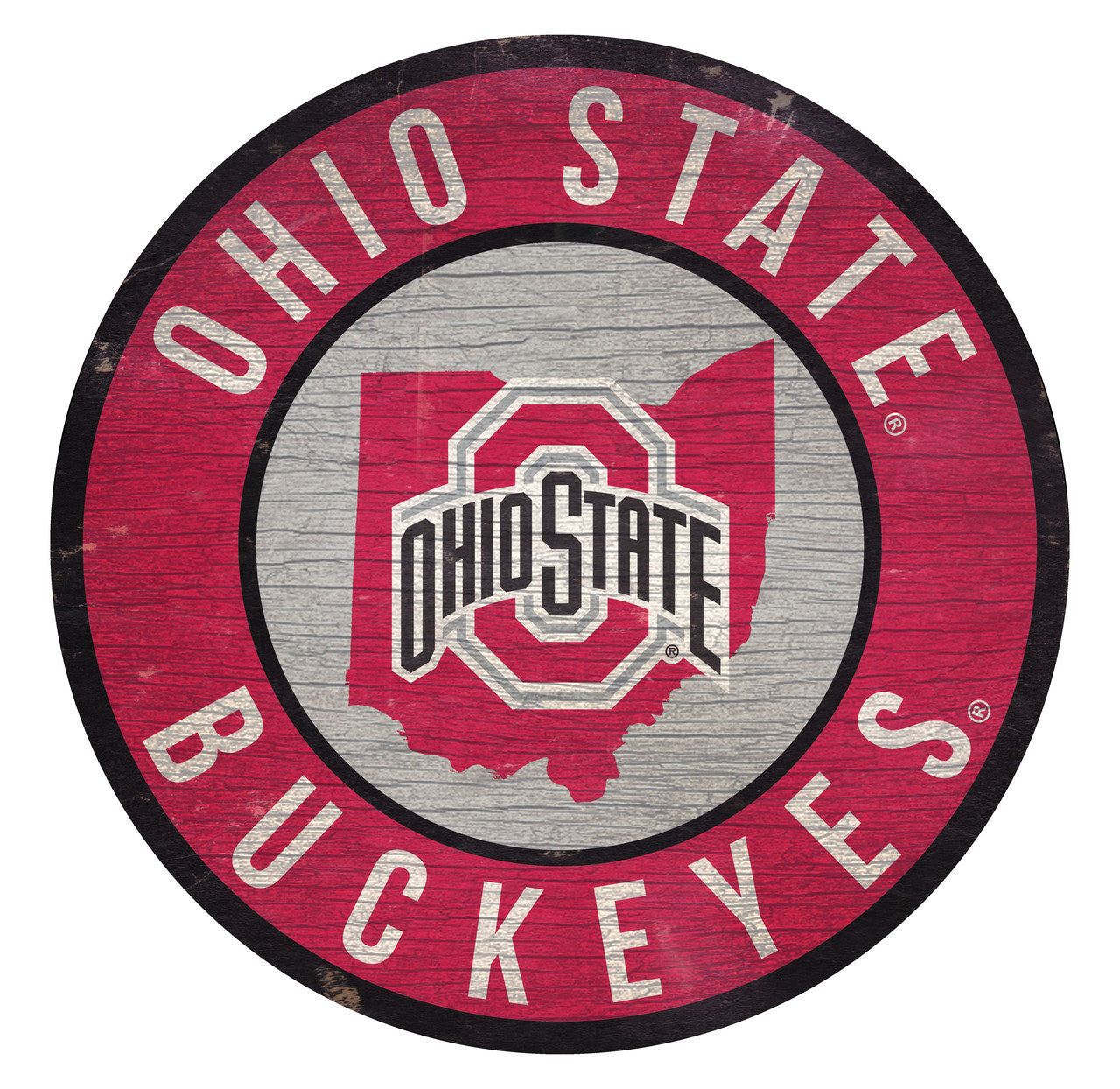 Ohio State Buckeyes Sign Wood 12 Inch Round State Design - Sports Collectibles, Sports Memorabilia, Sports Fan Shop, Sports Gifts