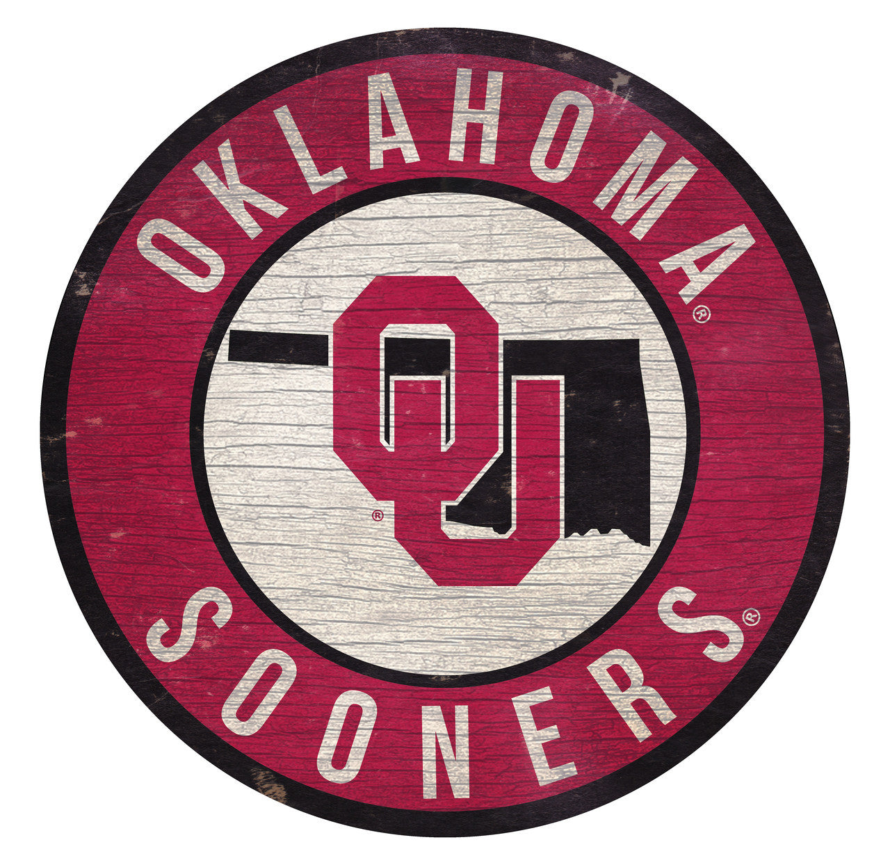 Oklahoma Sooners Sign Wood 12 Inch Round State Design - Sports Collectibles, Sports Memorabilia, Sports Fan Shop, Sports Gifts