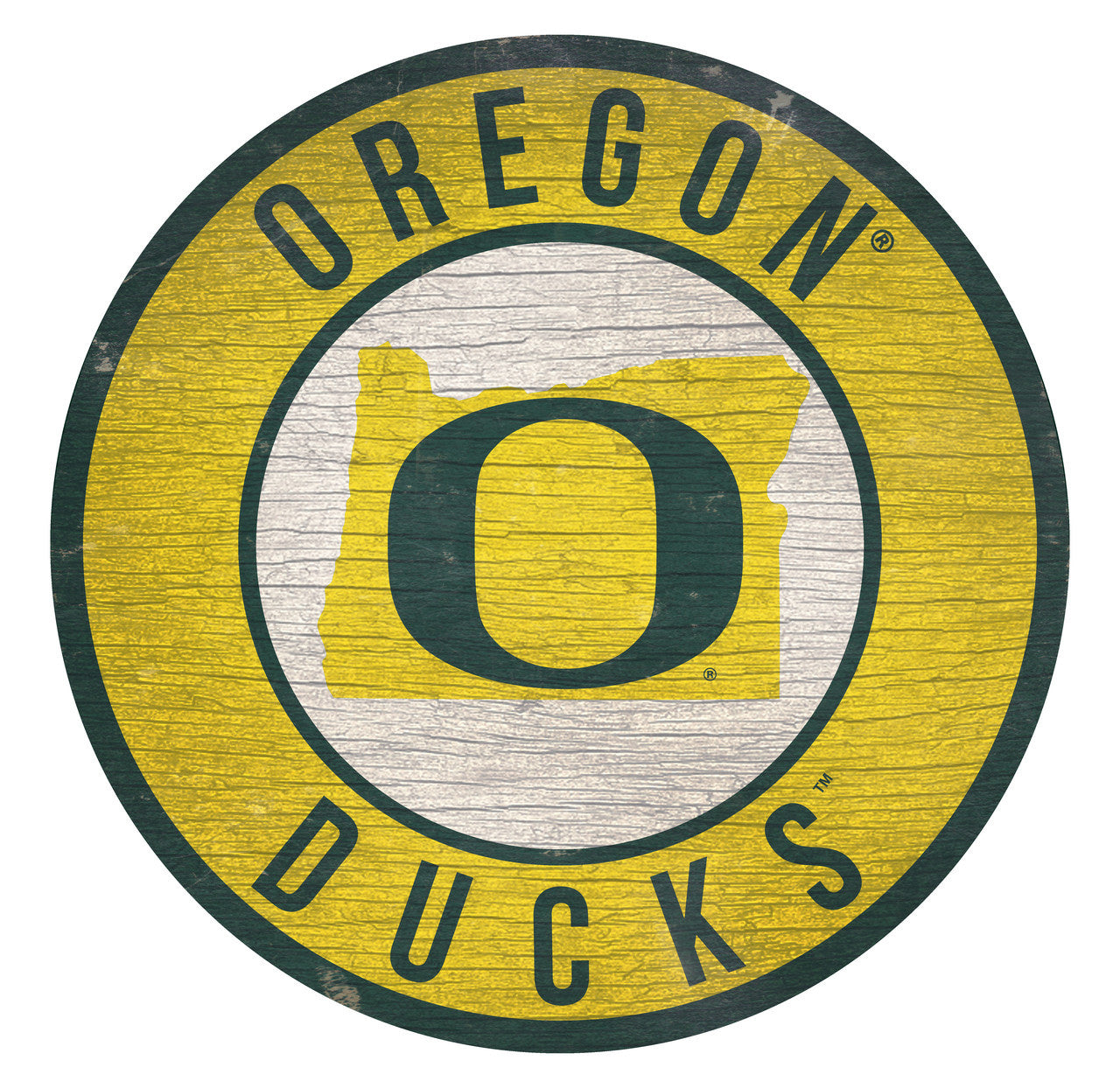 Oregon Ducks Sign Wood 12 Inch Round State Design - Special Order - Sports Collectibles, Sports Memorabilia, Sports Fan Shop, Sports Gifts