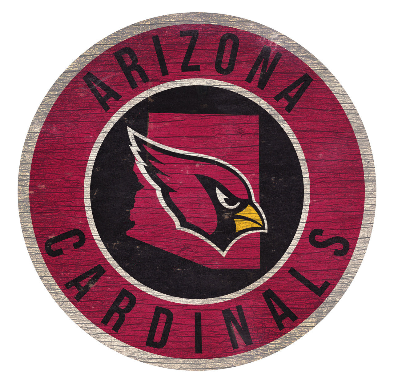 Arizona Cardinals Sign Wood 12 Inch Round State Design - Sports Collectibles, Sports Memorabilia, Sports Fan Shop, Sports Gifts