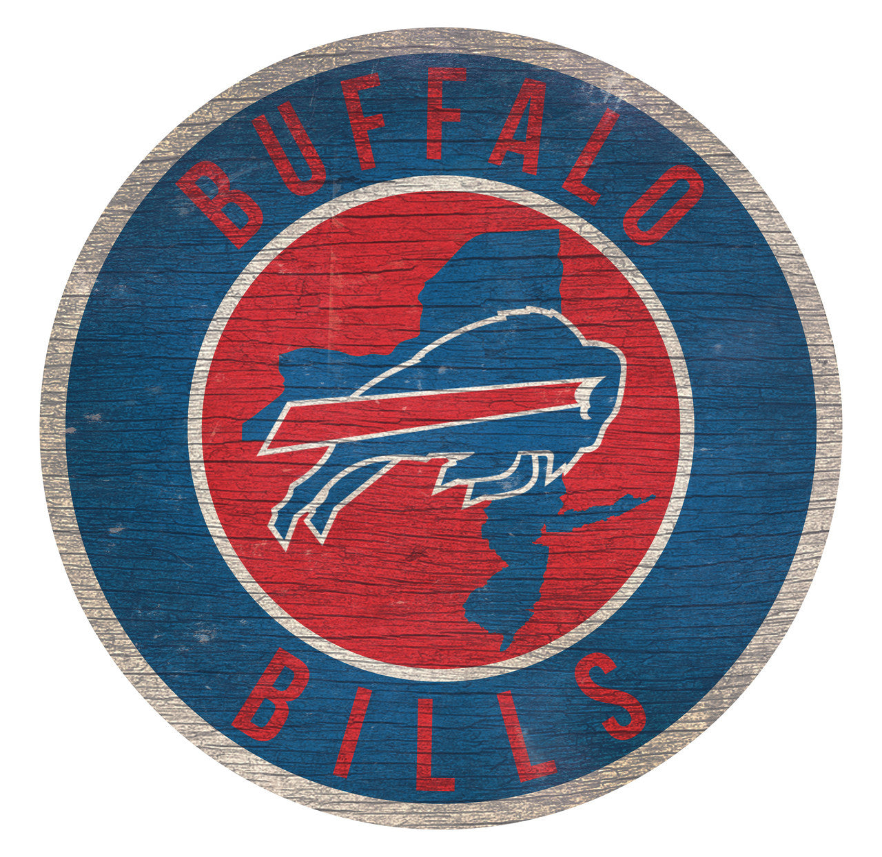Buffalo Bills Sign Wood 12 Inch Round State Design - Sports Collectibles, Sports Memorabilia, Sports Fan Shop, Sports Gifts