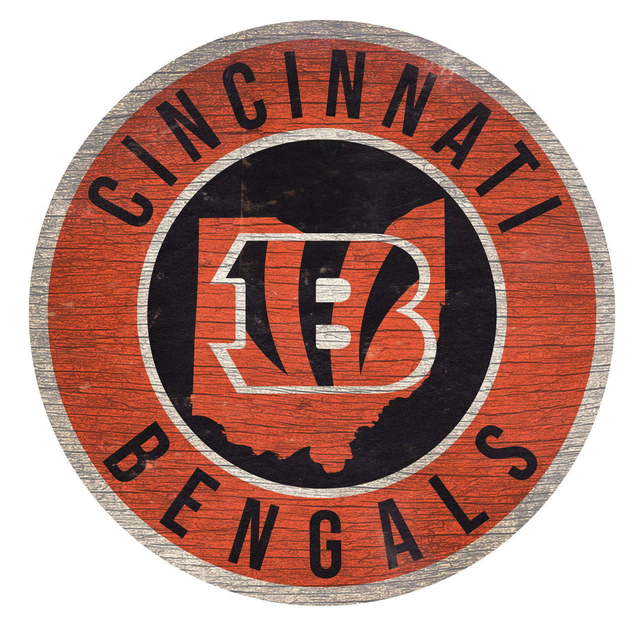 Cincinnati Bengals Sign Wood 12 Inch Round State Design - Sports Collectibles, Sports Memorabilia, Sports Fan Shop, Sports Gifts