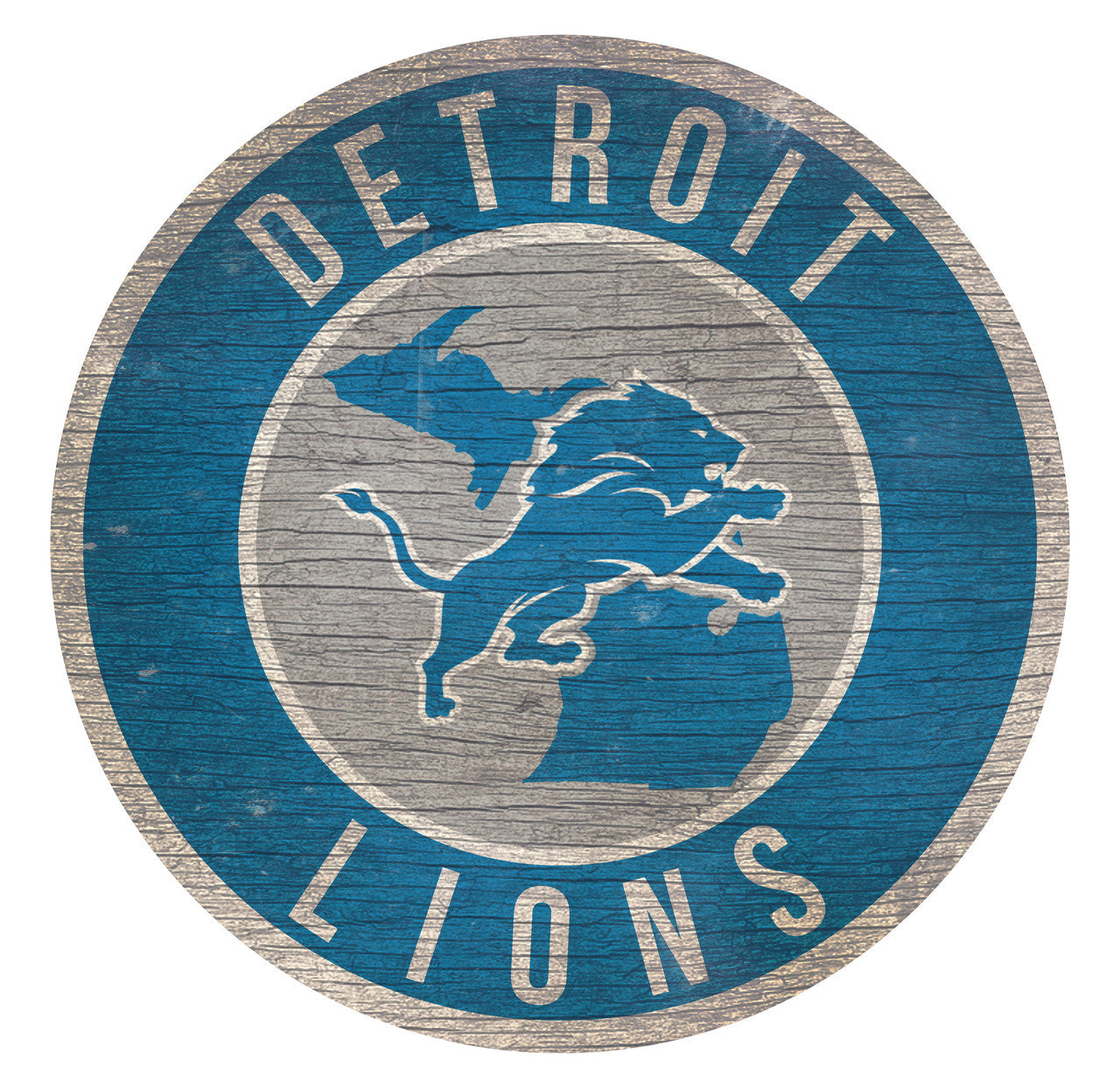 Detroit Lions Sign Wood 12 Inch Round State Design - Sports Collectibles, Sports Memorabilia, Sports Fan Shop, Sports Gifts