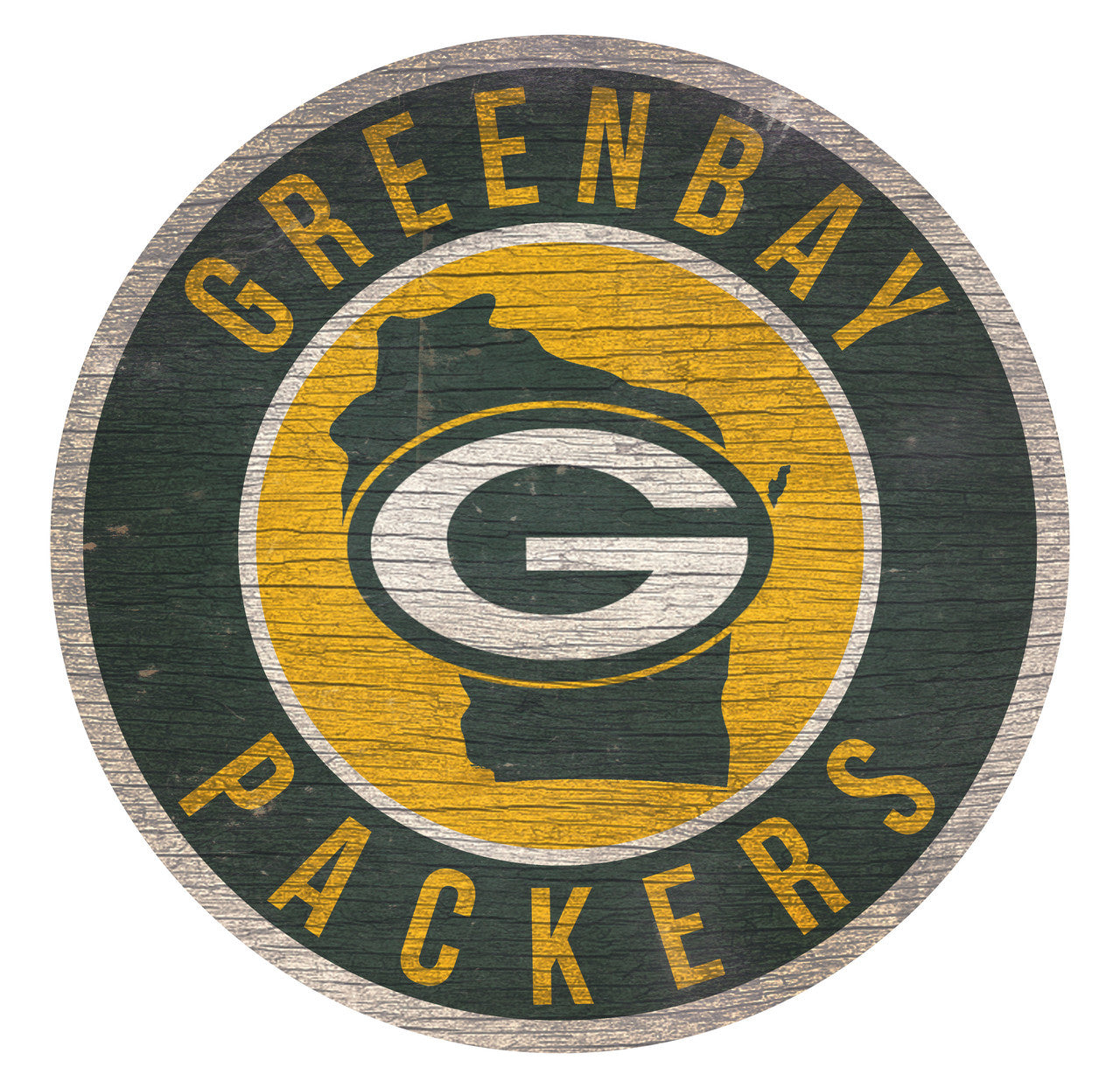 Green Bay Packers Sign Wood 12 Inch Round State Design - Sports Collectibles, Sports Memorabilia, Sports Fan Shop, Sports Gifts
