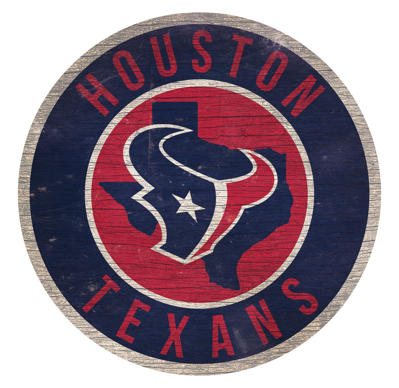 Houston Texans Sign Wood 12 Inch Round State Design - Sports Collectibles, Sports Memorabilia, Sports Fan Shop, Sports Gifts