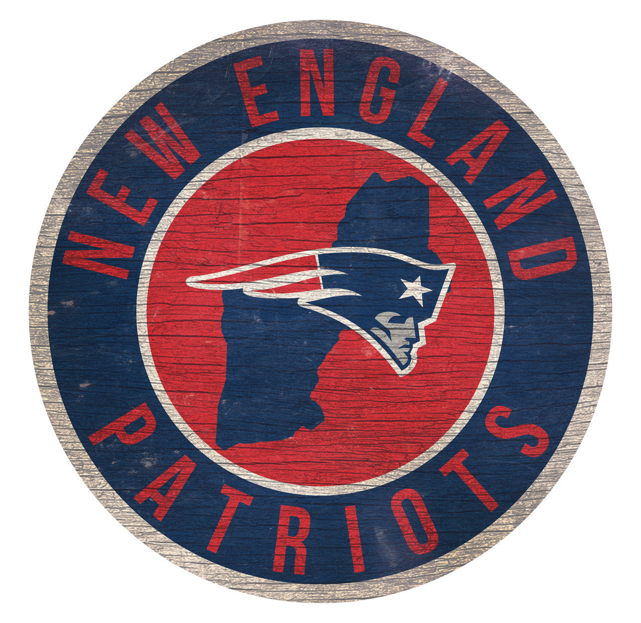 New England Patriots Sign Wood 12 Inch Round State Design - Sports Collectibles, Sports Memorabilia, Sports Fan Shop, Sports Gifts