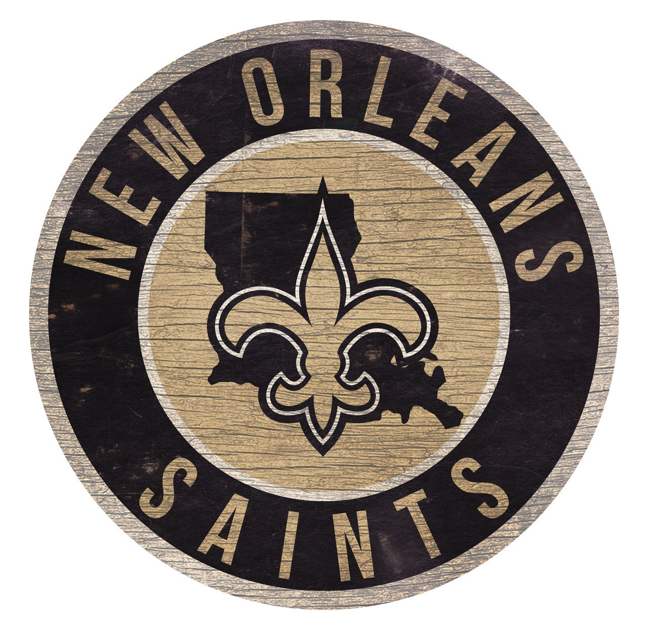 New Orleans Saints Sign Wood 12 Inch Round State Design - Sports Collectibles, Sports Memorabilia, Sports Fan Shop, Sports Gifts