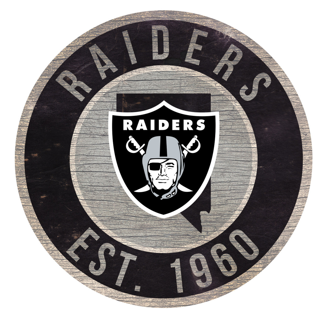 Las Vegas Raiders Sign Wood 12 Inch Round State Design - Sports Collectibles, Sports Memorabilia, Sports Fan Shop, Sports Gifts