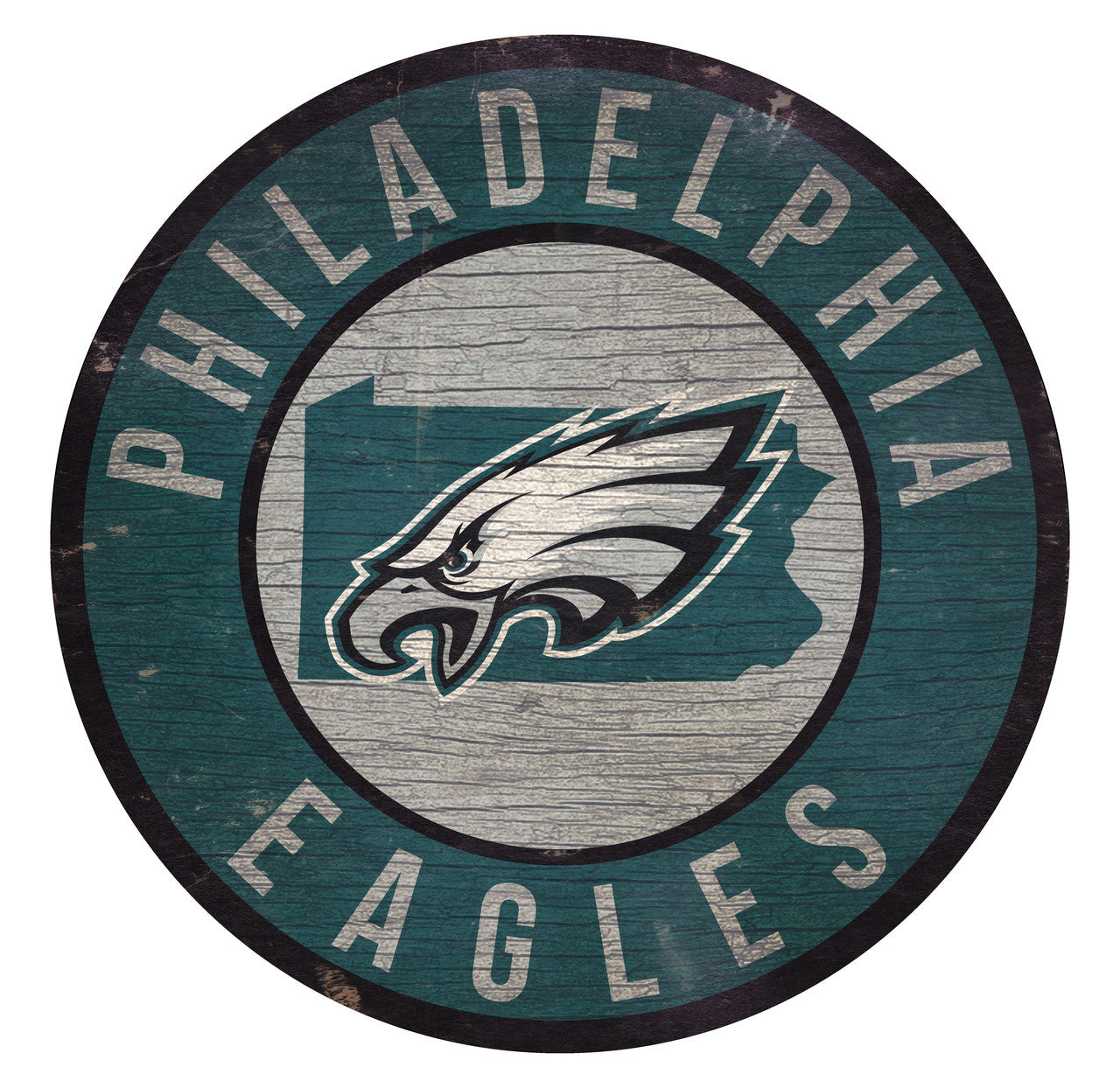 Philadelphia Eagles Sign Wood 12 Inch Round State Design - Sports Collectibles, Sports Memorabilia, Sports Fan Shop, Sports Gifts