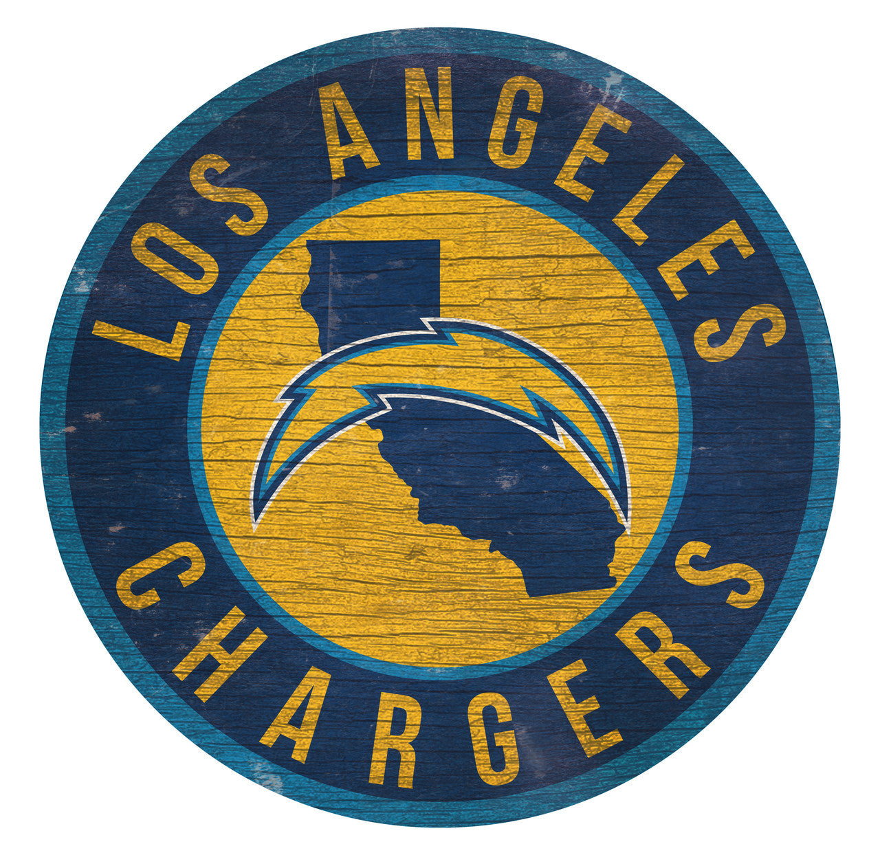 Los Angeles Chargers Sign Wood 12 Inch Round State Design - Sports Collectibles, Sports Memorabilia, Sports Fan Shop, Sports Gifts