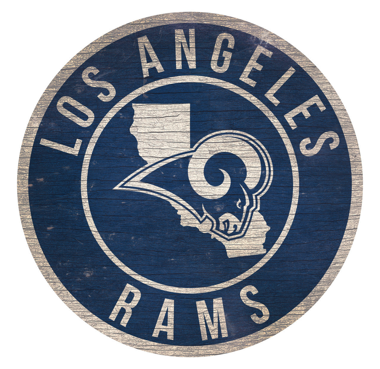 Los Angeles Rams Sign Wood 12 Inch Round State Design - Sports Collectibles, Sports Memorabilia, Sports Fan Shop, Sports Gifts