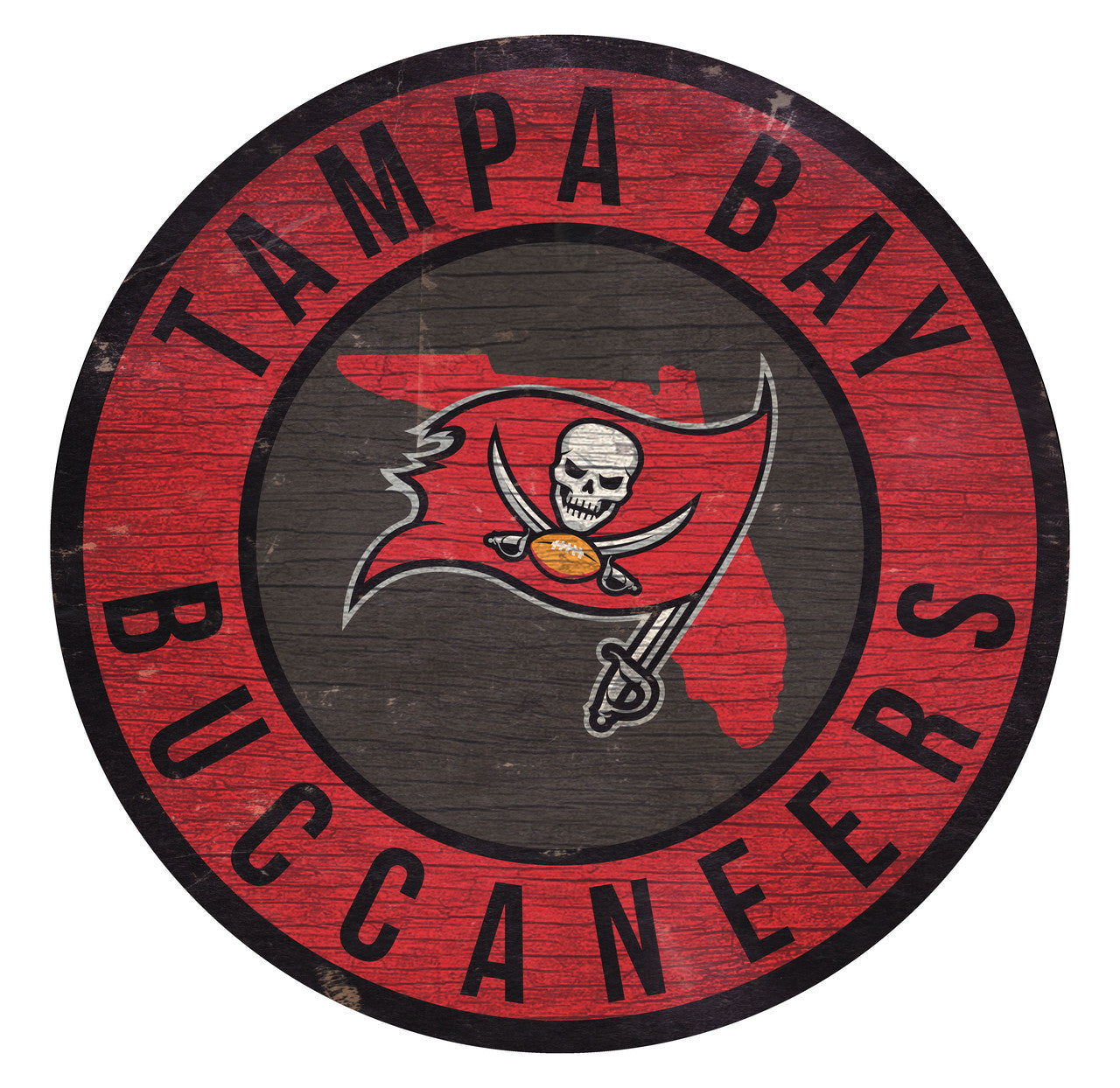Tampa Bay Buccaneers Sign Wood 12 Inch Round State Design - Sports Collectibles, Sports Memorabilia, Sports Fan Shop, Sports Gifts
