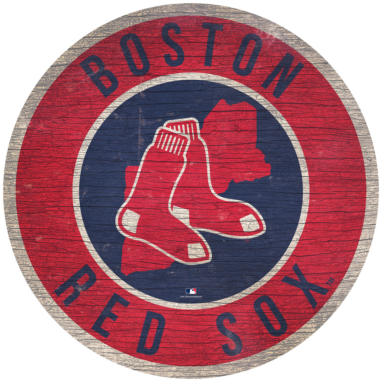 Boston Red Sox Sign Wood 12 Inch Round State Design - Sports Collectibles, Sports Memorabilia, Sports Fan Shop, Sports Gifts
