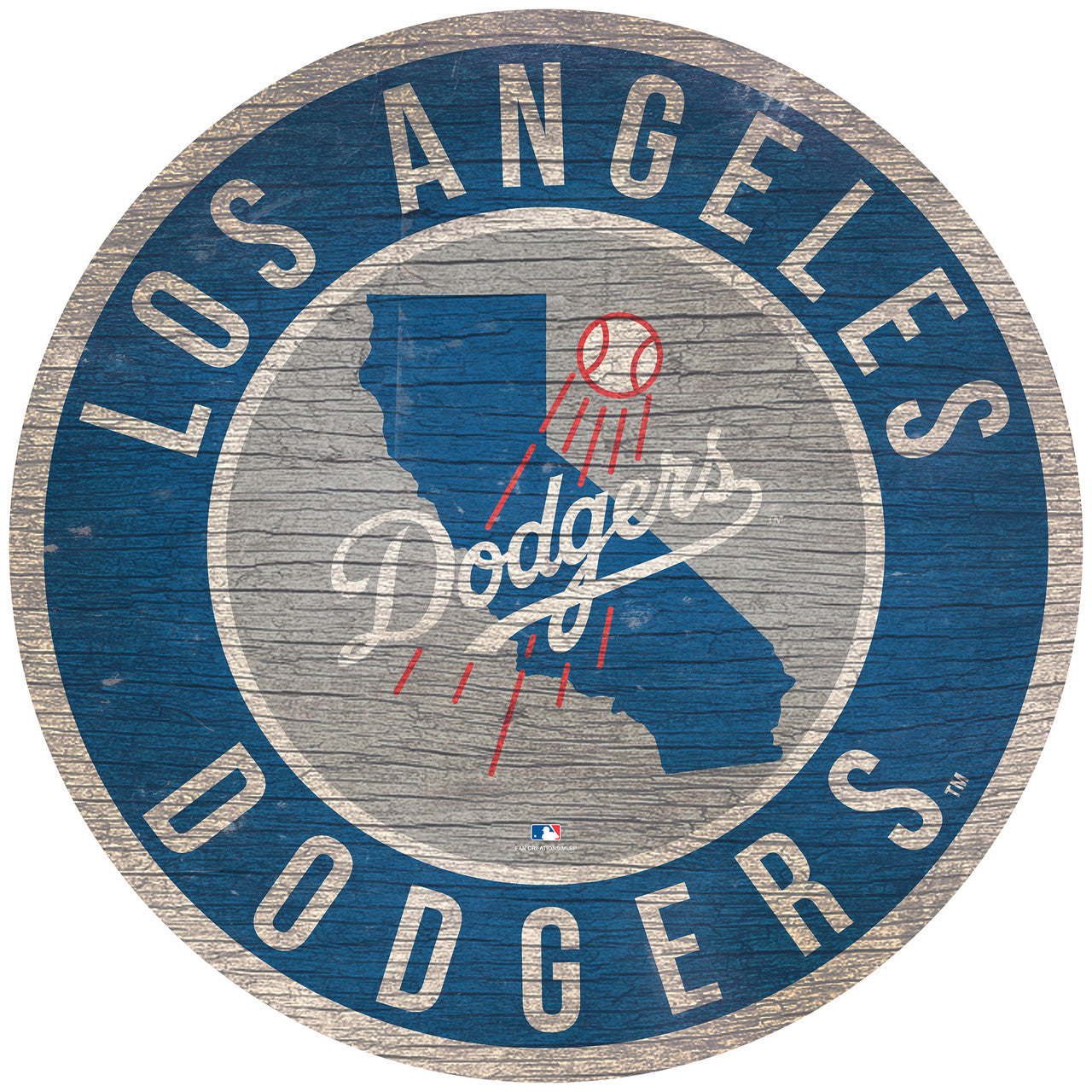 Los Angeles Dodgers Sign Wood 12 Inch Round State Design - Sports Collectibles, Sports Memorabilia, Sports Fan Shop, Sports Gifts