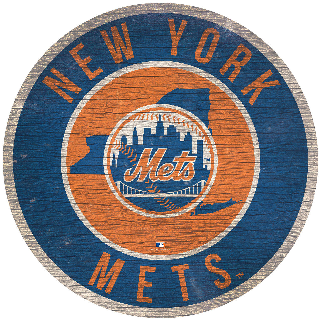New York Mets Sign Wood 12 Inch Round State Design - Sports Collectibles, Sports Memorabilia, Sports Fan Shop, Sports Gifts