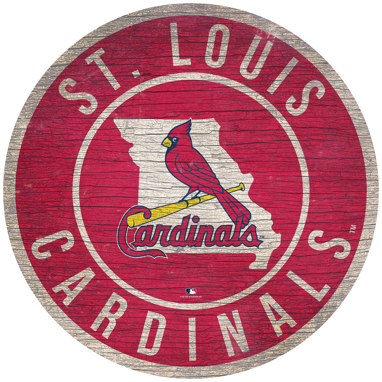 St. Louis Cardinals Sign Wood 12 Inch Round State Design - Sports Collectibles, Sports Memorabilia, Sports Fan Shop, Sports Gifts