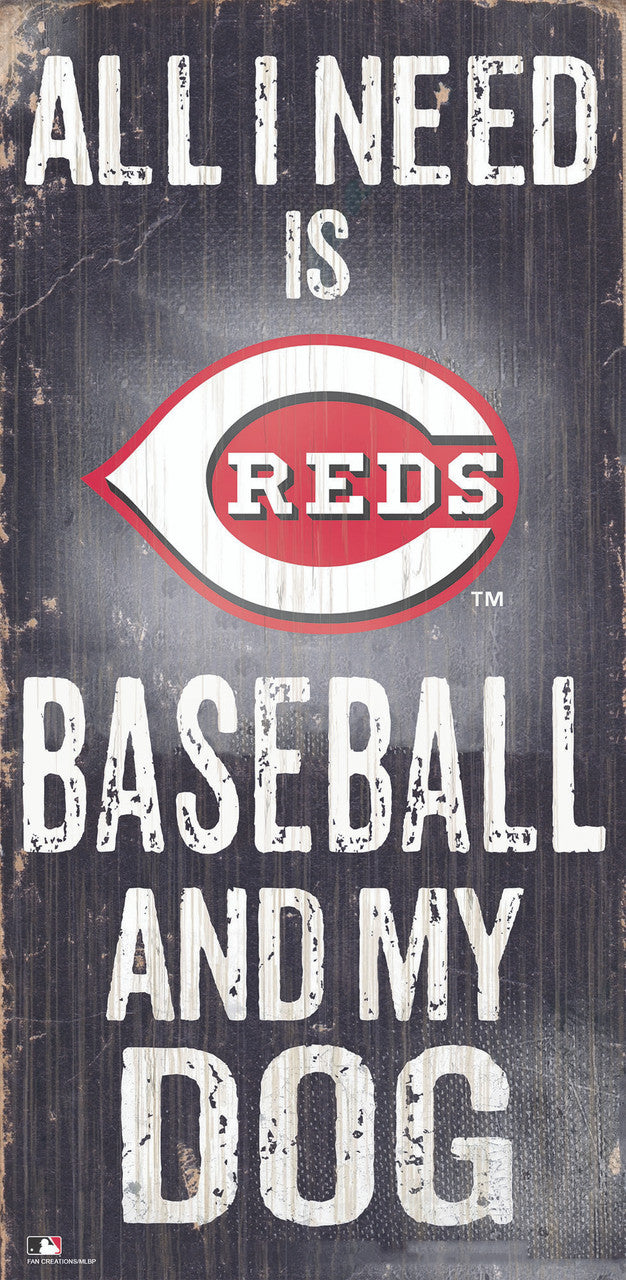 Cincinnati Reds Sign Wood 6x12 Baseball and Dog Design Special Order - Sports Collectibles, Sports Memorabilia, Sports Fan Shop, Sports Gifts