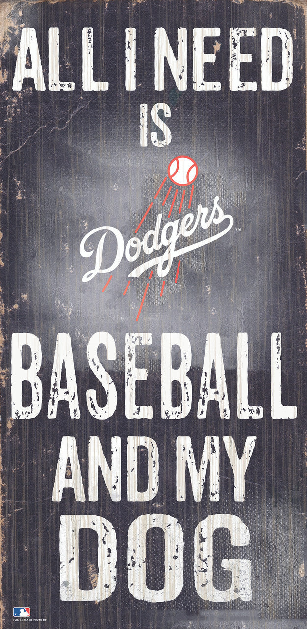 Los Angeles Dodgers Sign Wood 6x12 Baseball and Dog Design - Sports Collectibles, Sports Memorabilia, Sports Fan Shop, Sports Gifts