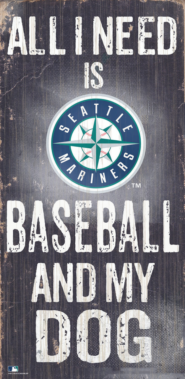 Seattle Mariners Sign Wood 6x12 Baseball and Dog Design Special Order - Sports Collectibles, Sports Memorabilia, Sports Fan Shop, Sports Gifts