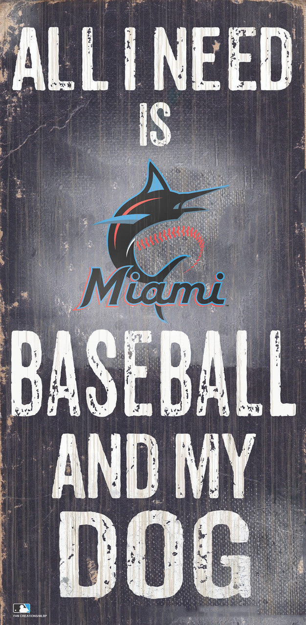 Miami Marlins Sign Wood 6x12 Baseball and Dog Design Special Order - Sports Collectibles, Sports Memorabilia, Sports Fan Shop, Sports Gifts