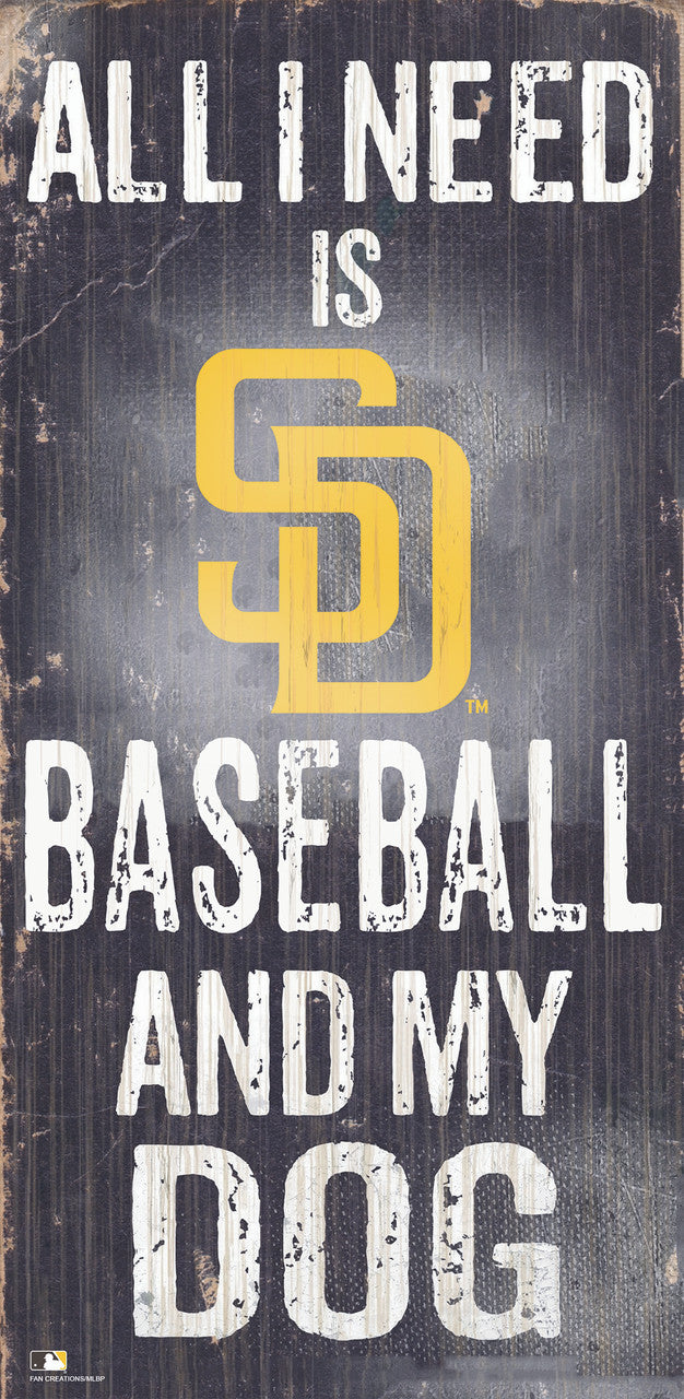 San Diego Padres Sign Wood 6x12 Baseball and Dog Design - Sports Collectibles, Sports Memorabilia, Sports Fan Shop, Sports Gifts