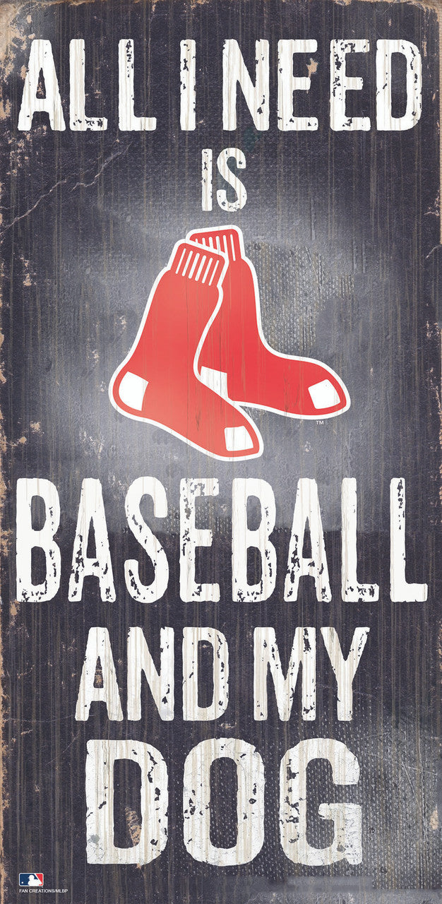 Boston Red Sox Sign Wood 6x12 Baseball and Dog Design - Sports Collectibles, Sports Memorabilia, Sports Fan Shop, Sports Gifts