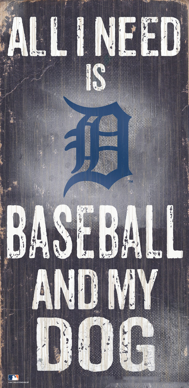 Detroit Tigers Sign Wood 6x12 Baseball and Dog Design - Sports Collectibles, Sports Memorabilia, Sports Fan Shop, Sports Gifts