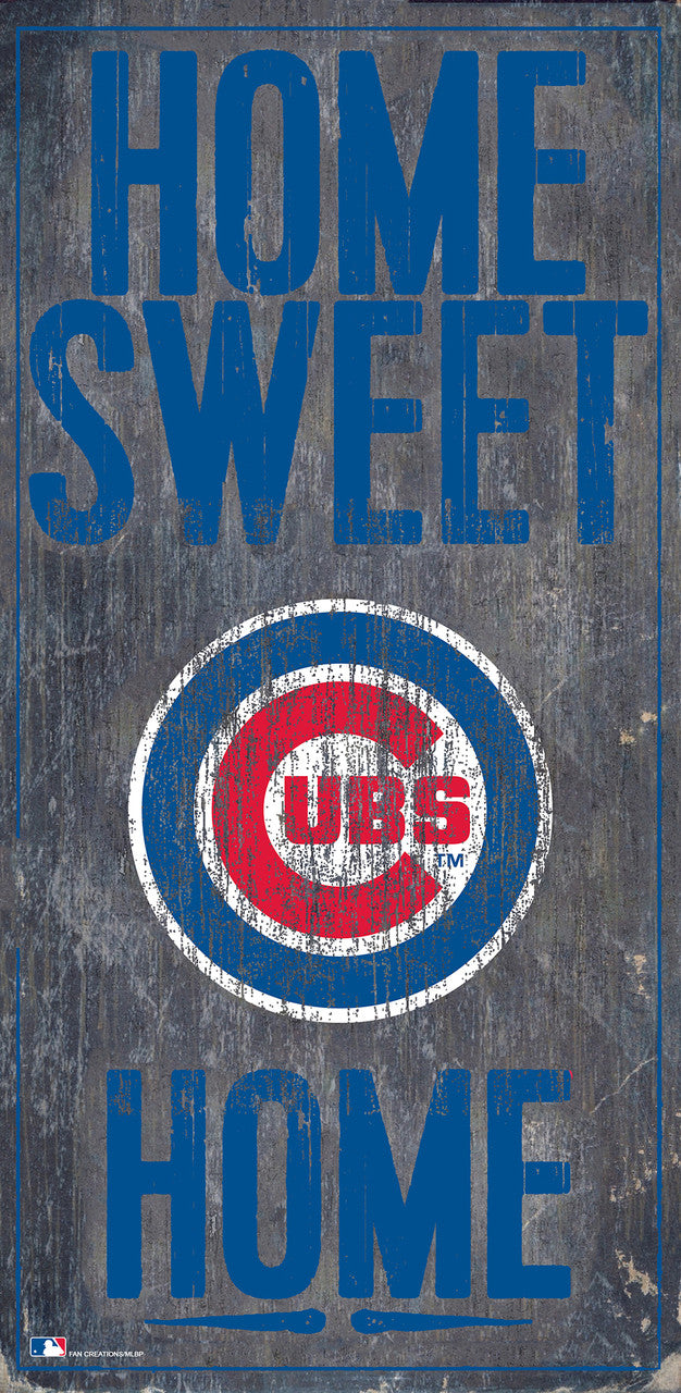 Chicago Cubs Sign Wood 6x12 Home Sweet Home Design - Sports Collectibles, Sports Memorabilia, Sports Fan Shop, Sports Gifts