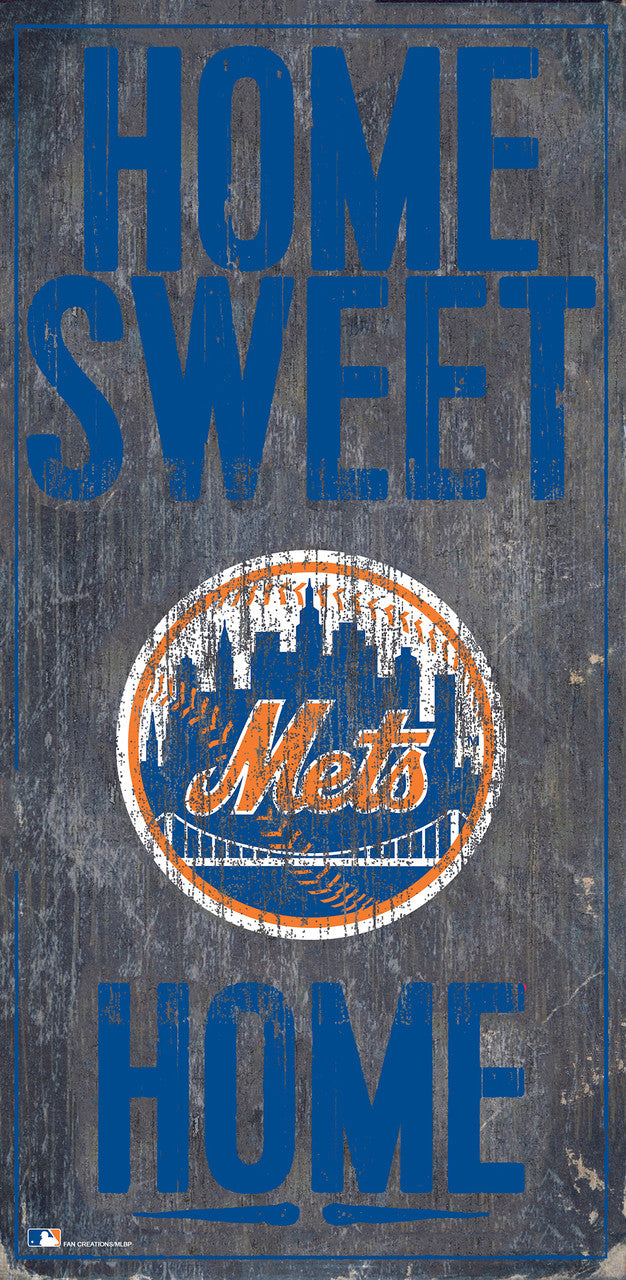 New York Mets Sign Wood 6x12 Home Sweet Home Design - Sports Collectibles, Sports Memorabilia, Sports Fan Shop, Sports Gifts