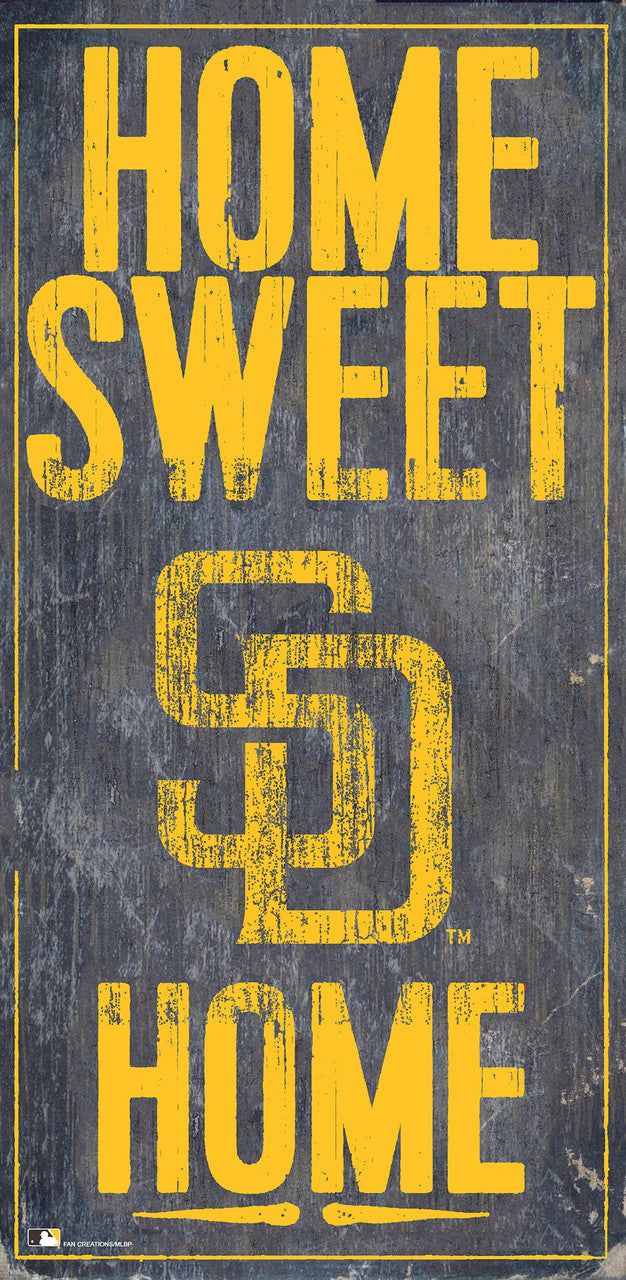San Diego Padres Sign Wood 6x12 Home Sweet Home Design - Sports Collectibles, Sports Memorabilia, Sports Fan Shop, Sports Gifts