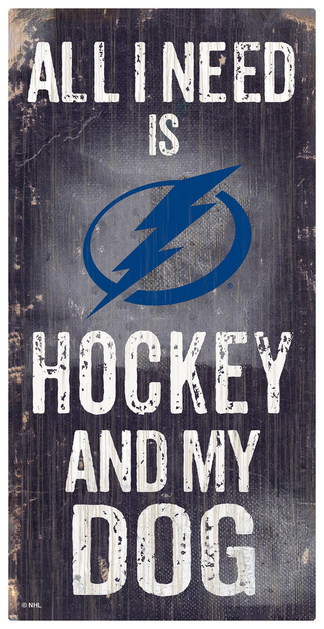 Tampa Bay Lightning Sign Wood 6x12 Hockey and Dog Design - Sports Collectibles, Sports Memorabilia, Sports Fan Shop, Sports Gifts